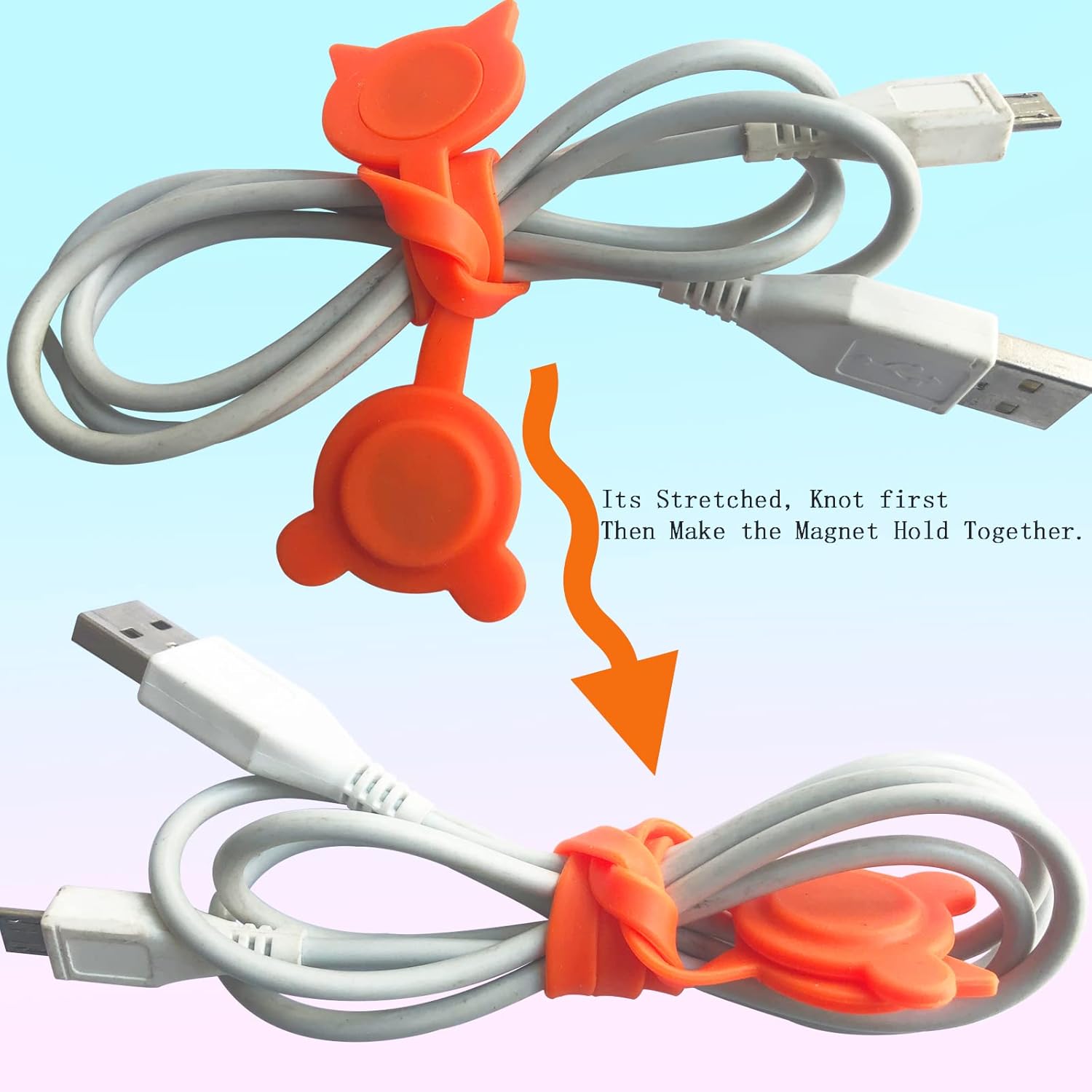 10Pcs 10-Inch Original Silicone Cable Tie, Reusable Magnetic Twist Ties, Cable Twist Straps with Fridge Magnets, Cable Organizers for Bundling, Wire Management, Holding Stuff. (5 Colors)