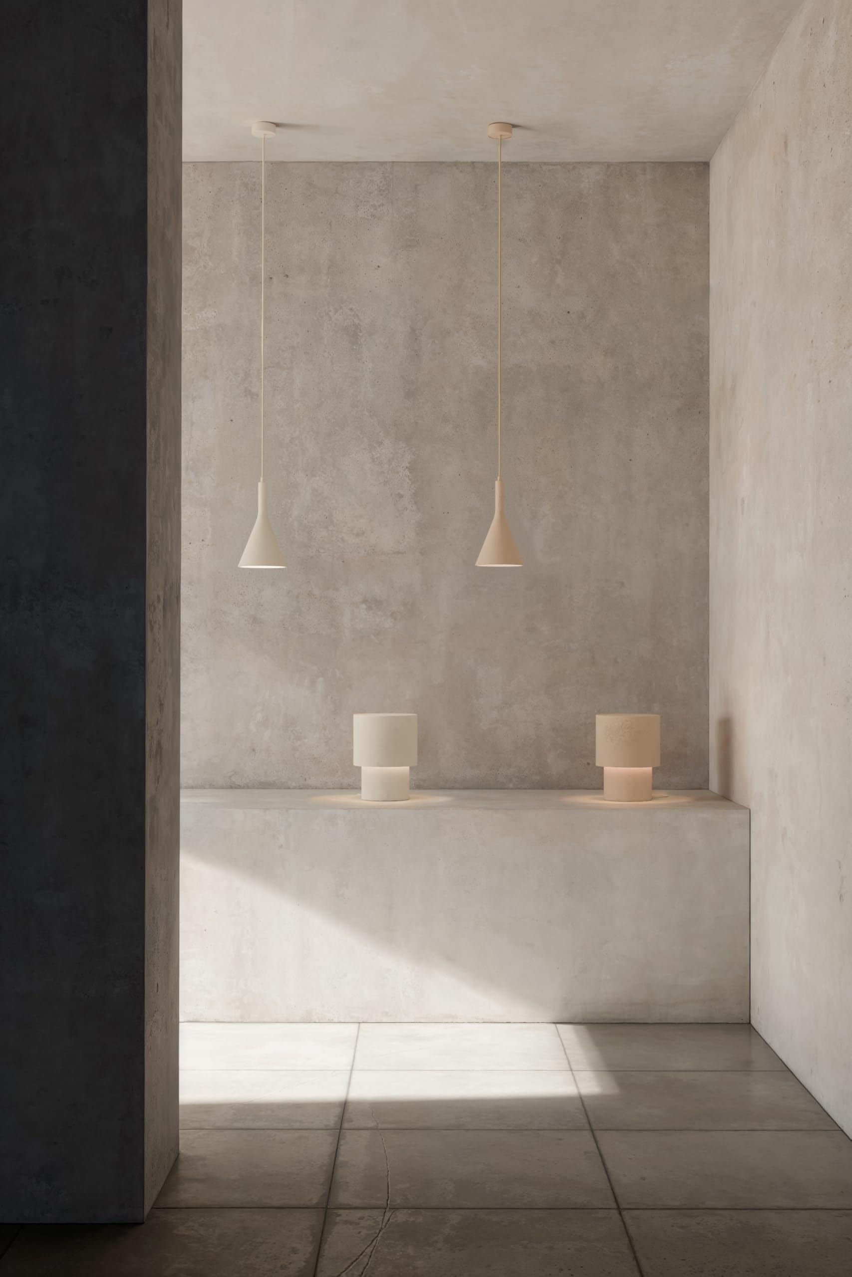 Sulion - Lámpara de Techo CALA Beige con Casquillo E27 | Iluminación Industrial Minimalista | Regulable en Altura | Bombilla No Incluida