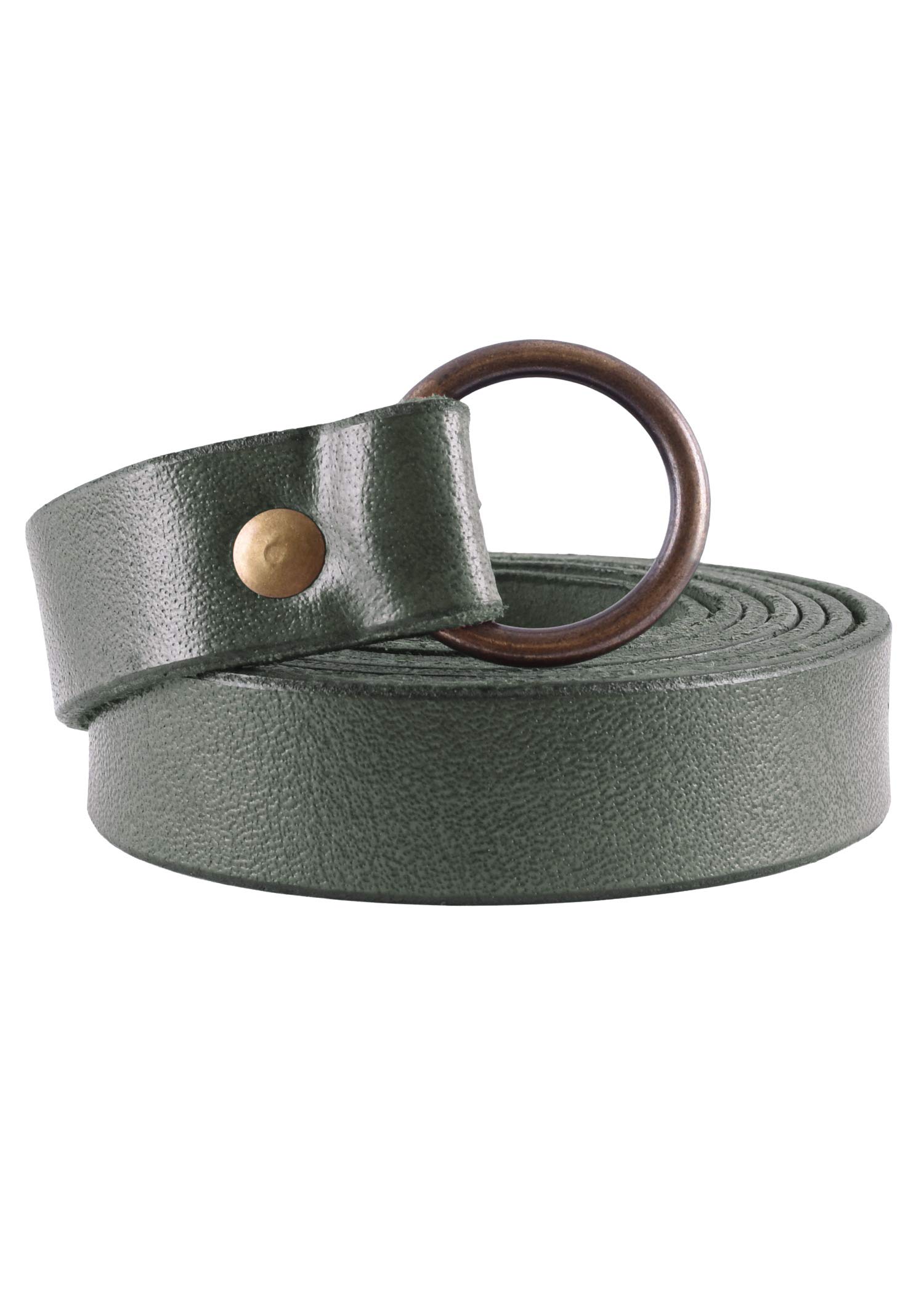 Battle-Merchant Unisex Green Medieval Leather Belt 2 Cm Narrow, 160 Cm Or 190 Cm Long – Larp Medieval Viking Women's Belt - Medium