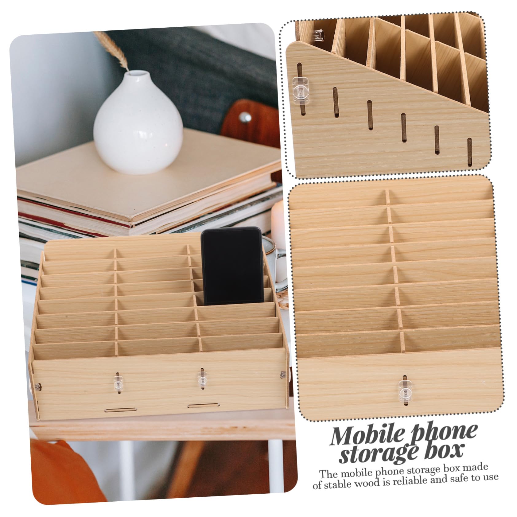 PRETYZOOM Holz Schreibtisch Organizer mit 24 Fächern für Handy und Stifte