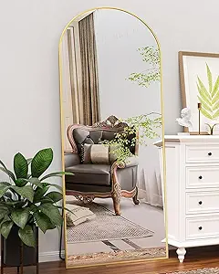Full Length Floor Mirror 65x24 in with Stand (Gold)