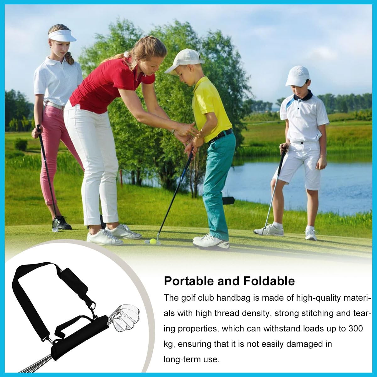 Borsa da Mazza da Golf, Sacca Pieghevole per Club, Leggera Borsa Portatile per Allenamento da Golf