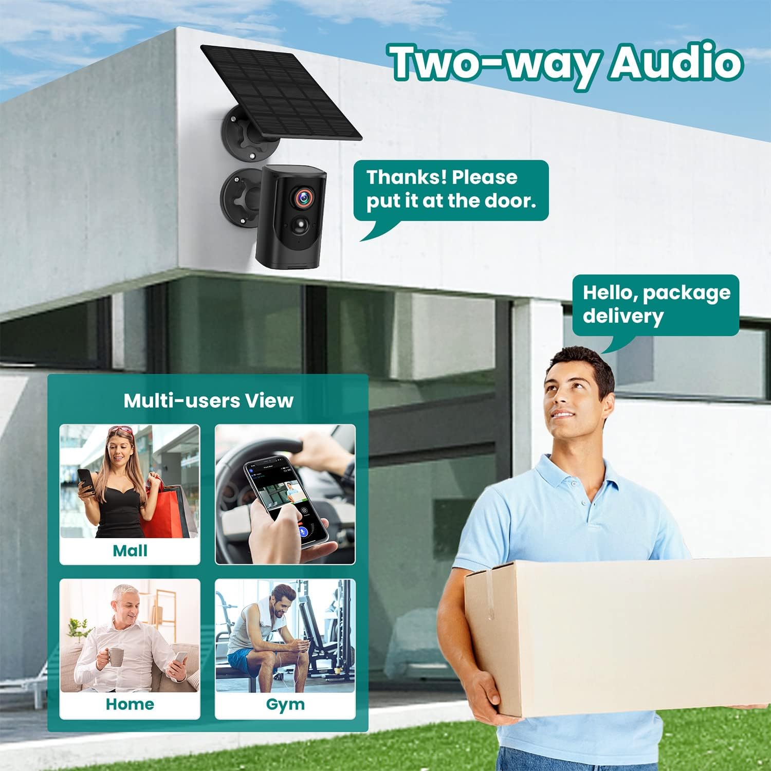 EKEN Solar Security Cameras Wireless Outdoor Security Camera with Solar Panel for Home Security, 1080P HD Solar Camera Security Outdoor, AI Detection, 2-Way Talk, Night Vision, Cloud Storage