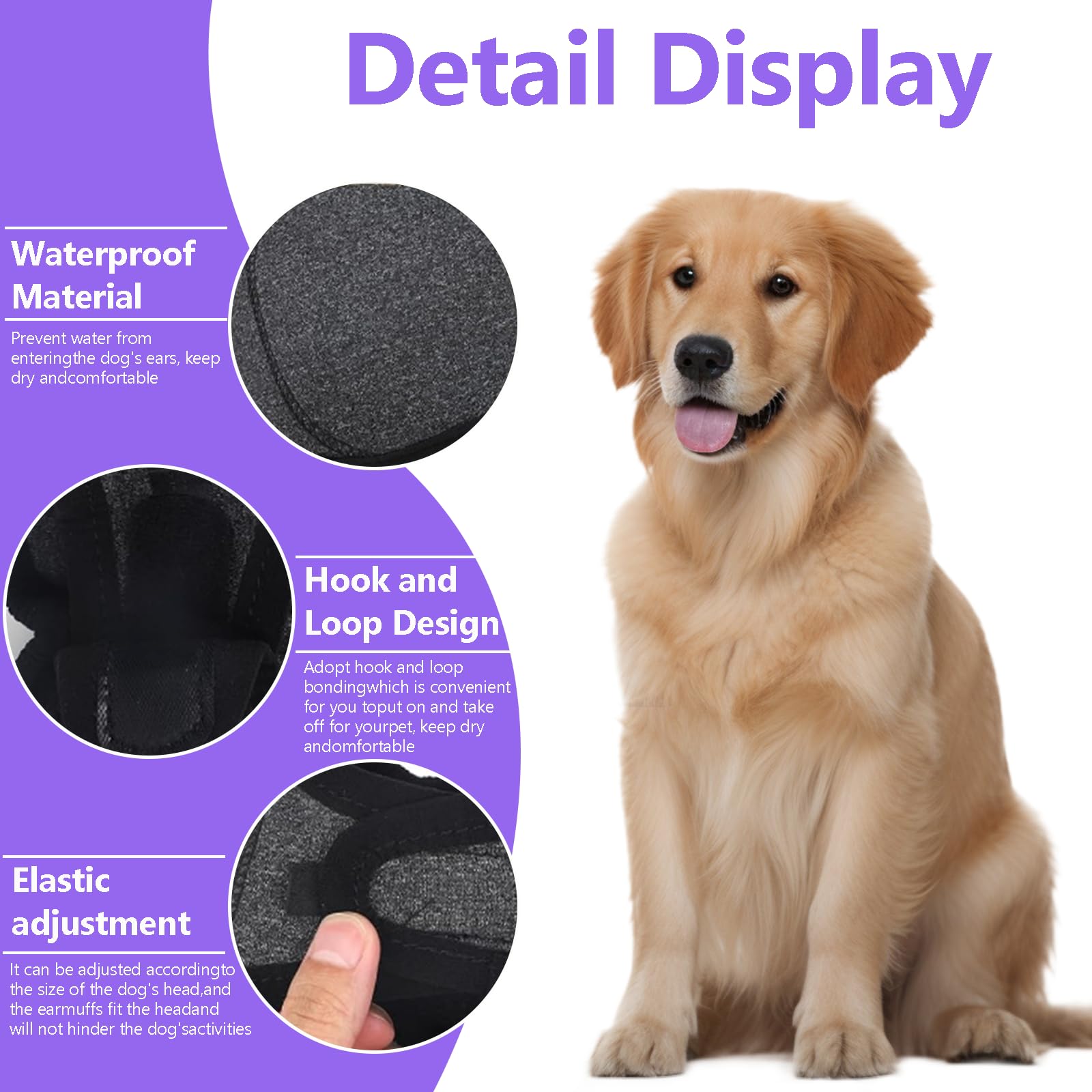 Gipnva Dog Ear Defenders, Waterproof Adjustable Protectors, Soothing Hoodie Noise Protection, Relieve Pet Anxiety - Image 3