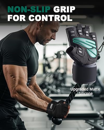 Miniatura 4 de Trideer Padded Workout Gloves for Men - Gym Weight Lifting Gloves with Wrist Wrap Support Full Palm Protection  Extra Grips for Weightlifting