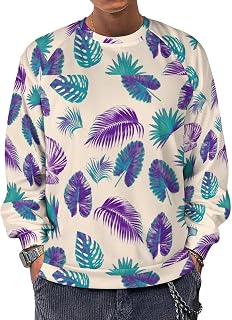 Purple Leaf Pattern Adolescent Casual Loose And Comfortable Round Neck Sweater Letter Pullover