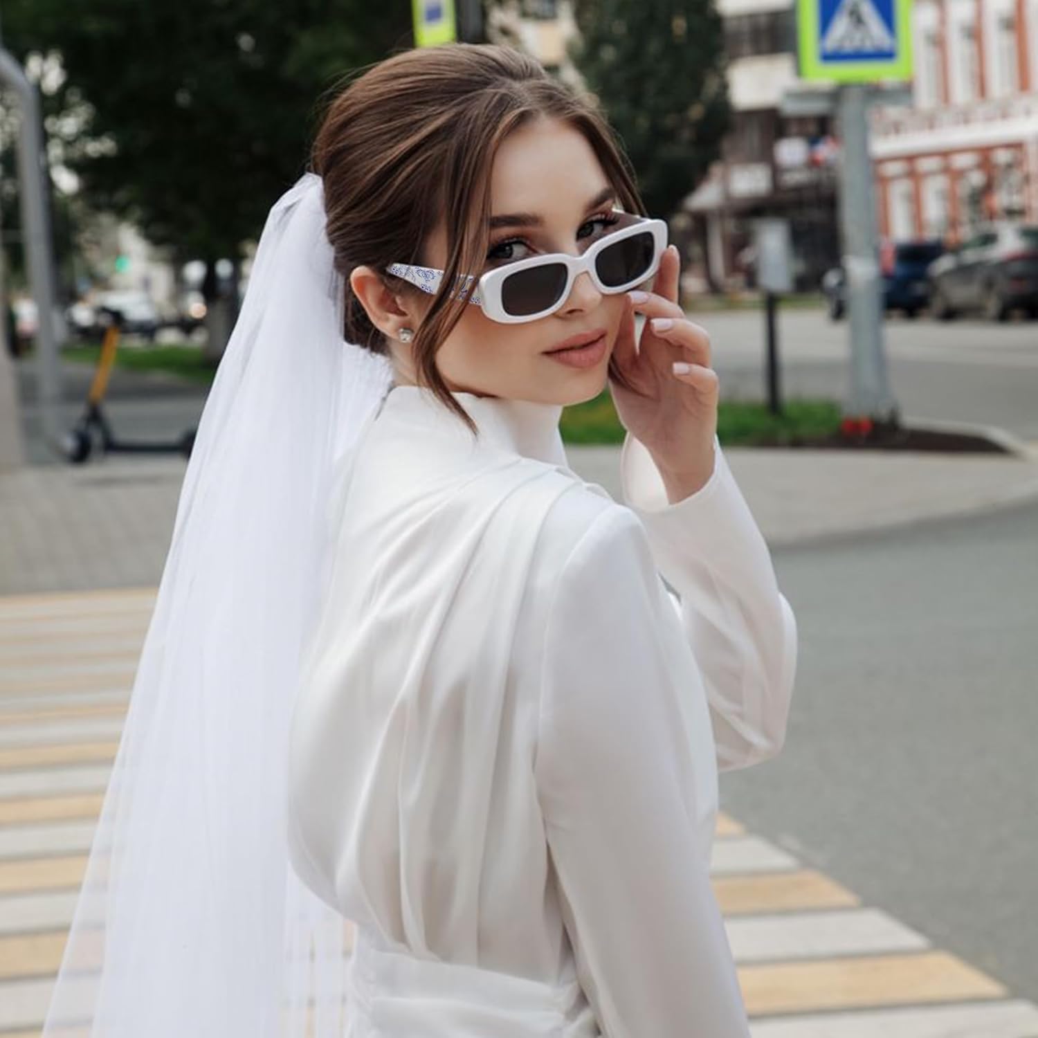 LADY&HOME Bride Sunglasses,Something Blue Gift,Bachelorette Party Decoration,Bridesmaid Favor Bridal Shower Accessory,Bride To Be Gift(White) - Image 7