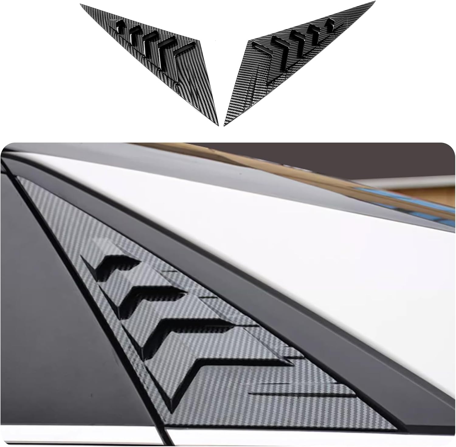 Car Accessories Fit for Hyundai Elantra 2021 2022 2023 2024 2025 Rear Window Shutter Louvers Cover Trim (Carbon Fiber) 2PCS ABS