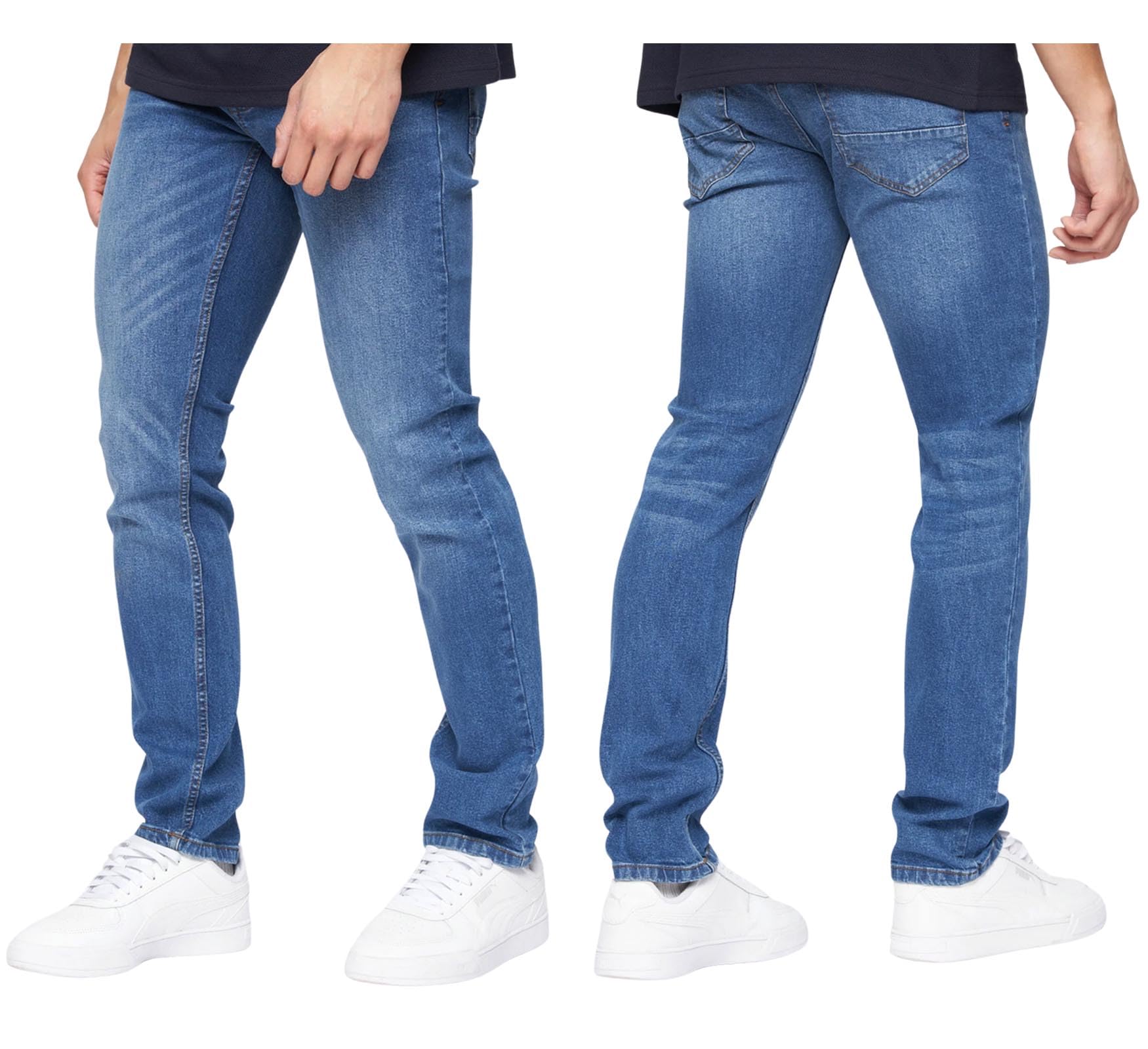 Crosshatch Mens Slim Fit Stretch Jeans Denim Male Designer Trousers Pants by JEANBASE Stone Wash 36W X 34L