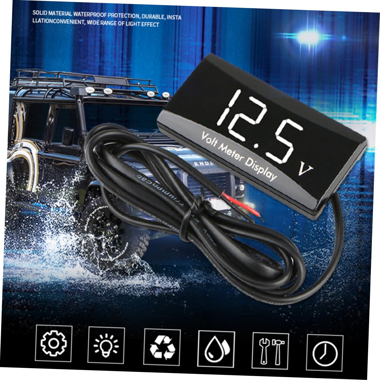 ULTECHNOVO Volt Meter Gauge Waterproof Waterproof Car Volt Meter Led Display Voltmeter for Motorbike Car Boat ATV