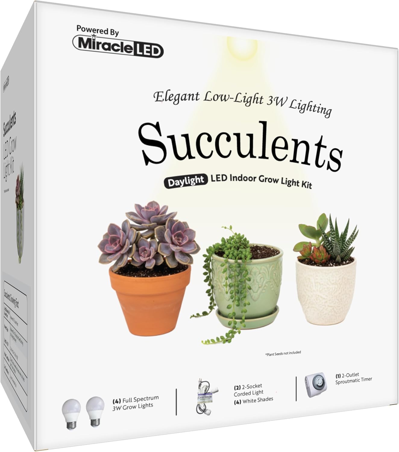 Miracle LED Elegant Low-Light Succulents Grow Light Kit 2-Socket Full Spectrum (2- Pack)