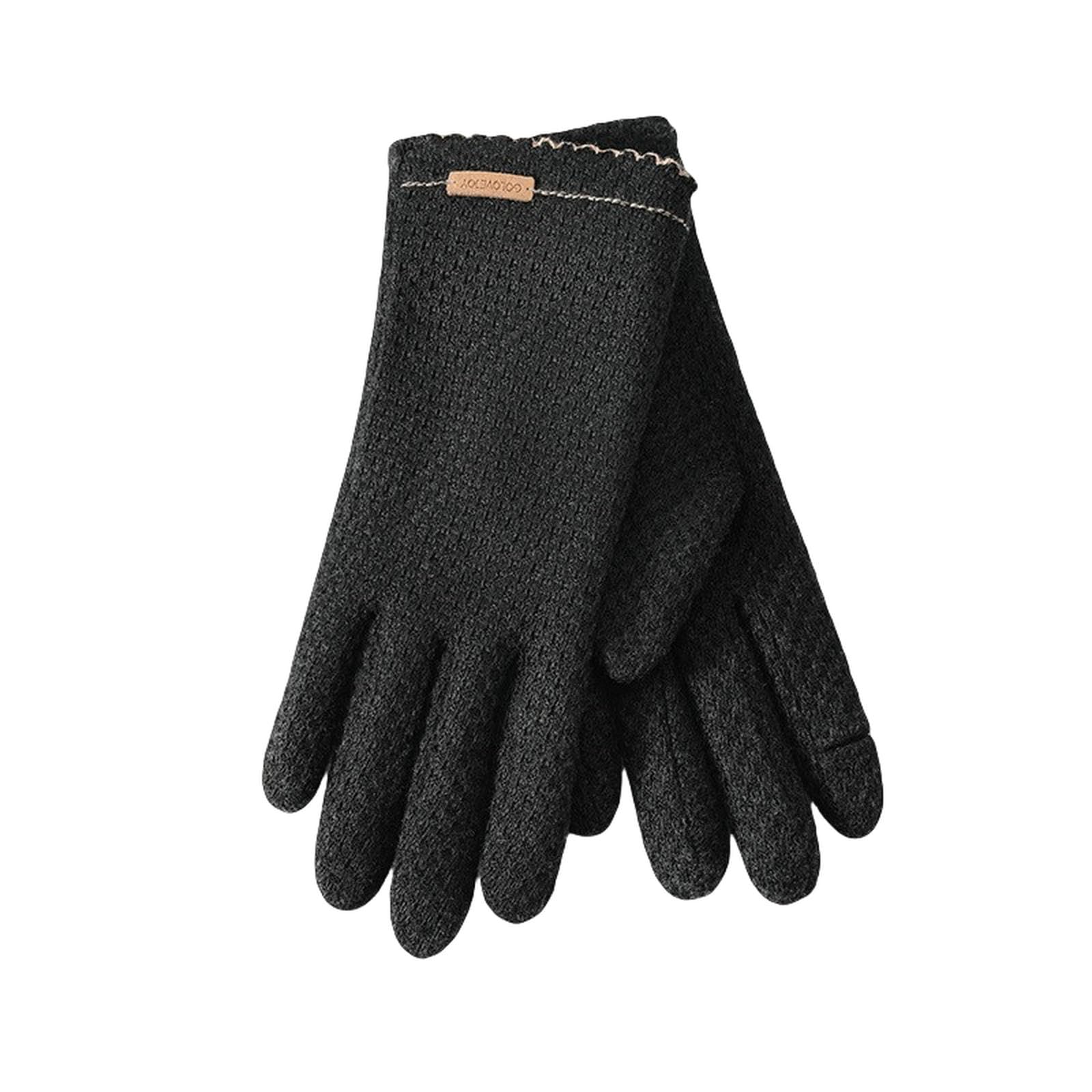 Guantes de invierno para mujer táctiles con forro de terciopelo negro contra el frío