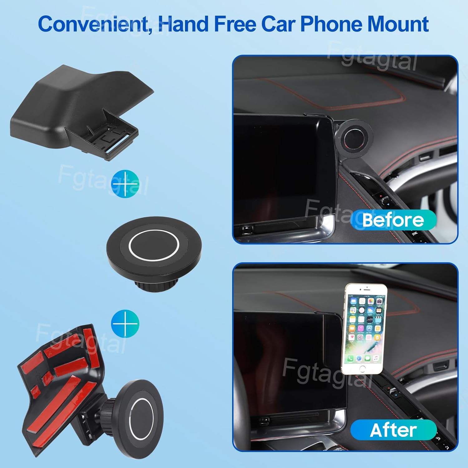 Car Phone Mount Compatible with Chevrolet Corvette C8 2020-2025, Cell Phone Holder for Center Console Navigation Screen, Handsfree Car Phone Stand
