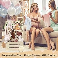 Vista 7 de Cajón Armario de Madera para Baby Shower, Cesta de Baby Shower con Perchero de 33.5 pulgadas de Alto y Columpio, Caja de Bienvenida DIY para Bebé