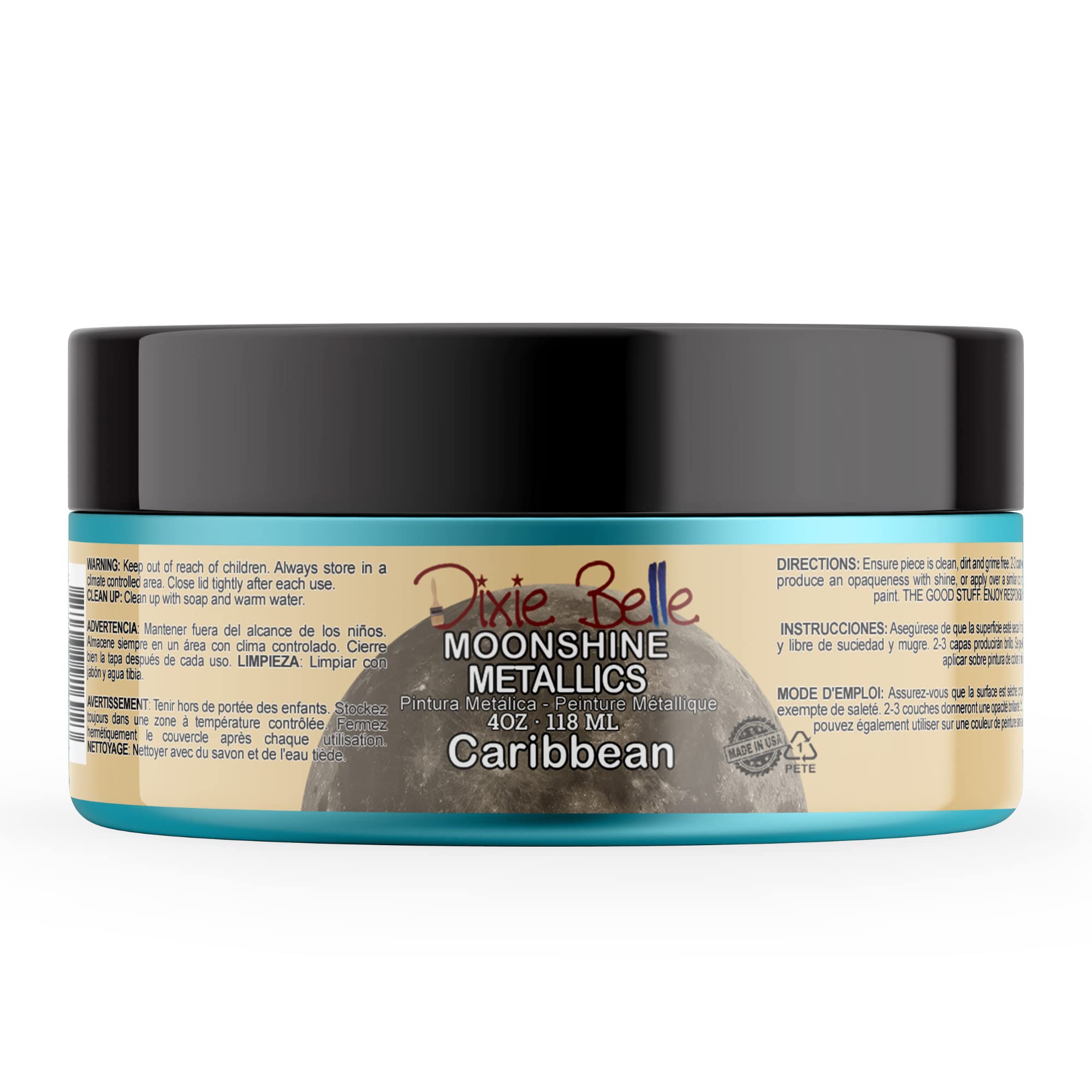 Moonshine Metallics |Caribbean (4oz) | Water-Based Shiny Chalk Mineral | Metallic DIY Furniture | Made in the USA