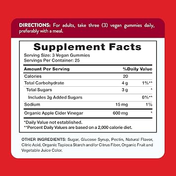 Nature's Truth Apple Cider Vinegar Gummies | 600 mg | 75 Gummies | Apple Flavor | Vegan, Non-GMO & Gluten Free Supplement