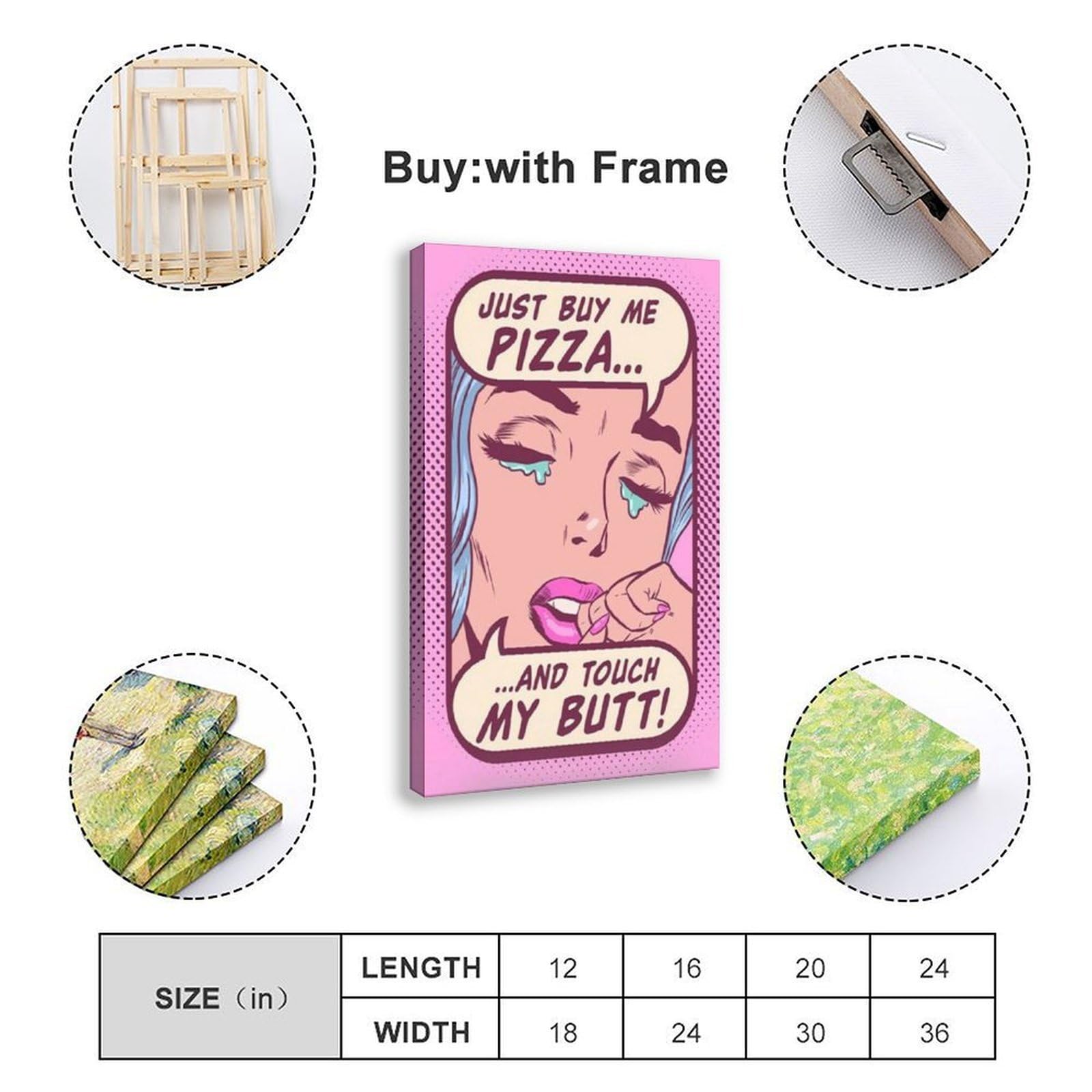 Poster sur toile avec citations humoristiques de fille de bande dessinée rose pour décoration de chambre à coucher, bureau, chambre, cadeau 50,8 x 76,2 cm (L x l)