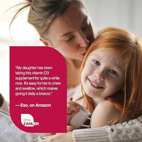 Miniatura 7 de Zahler - Tabletas masticables de Vitamina D3 + K2 Junior para niños | Vitamina D para niños 2000 IU | Gomitas deliciosas de Vitamina D K2 para