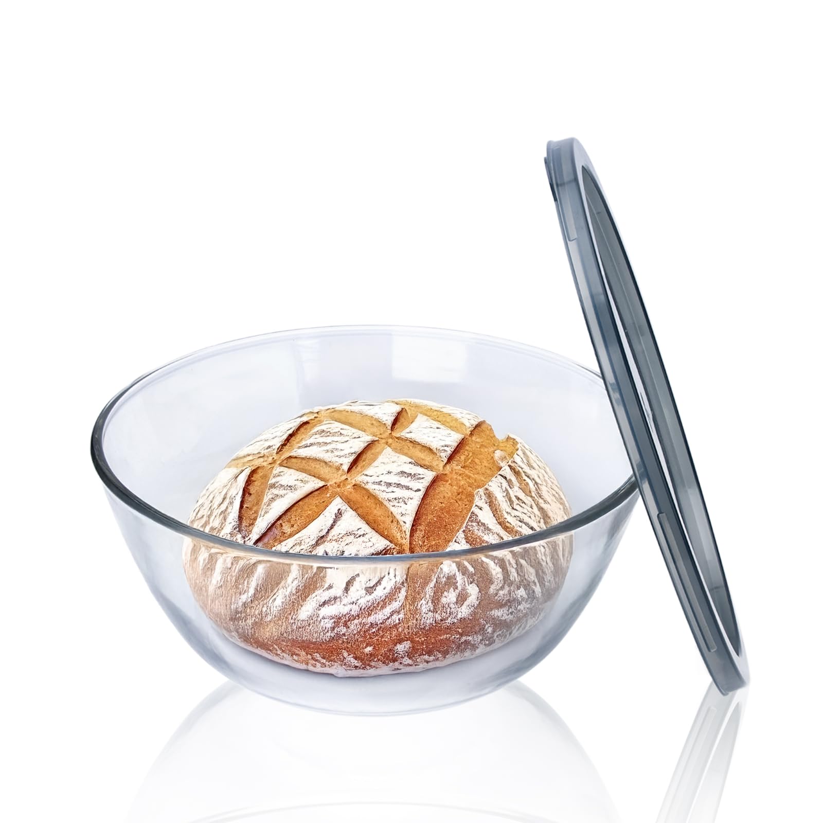 Ajrwiiy Large Glass Bowl for Sourdough Bread Making, 4.7 Quart Glass Mixing Bowl for Sourdough Bread...