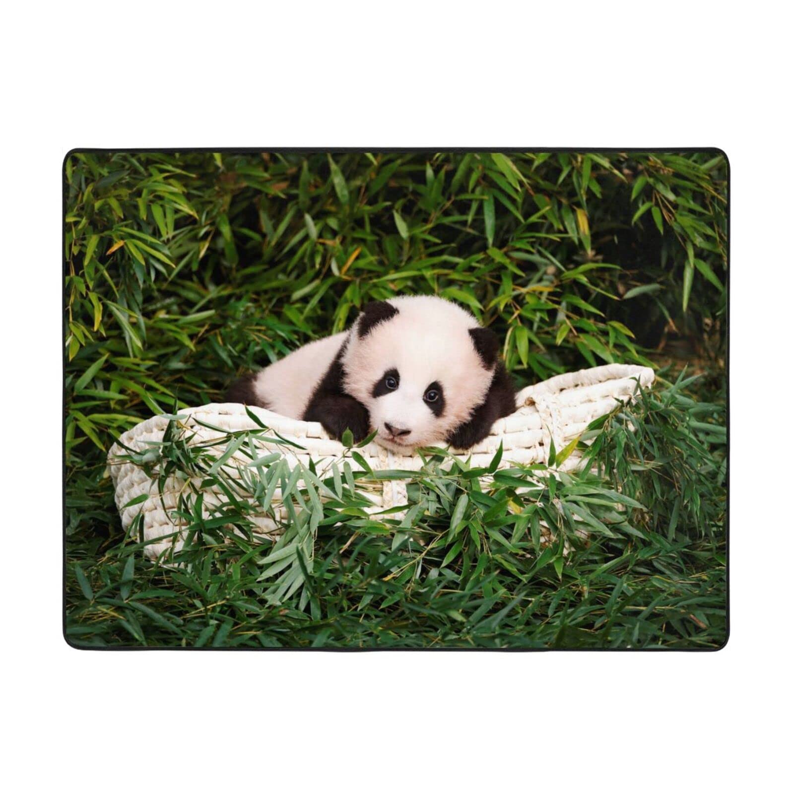 Tapis panda PEIXEN en flanelle douce et moelleuse pour salon et chambre 120x160cm