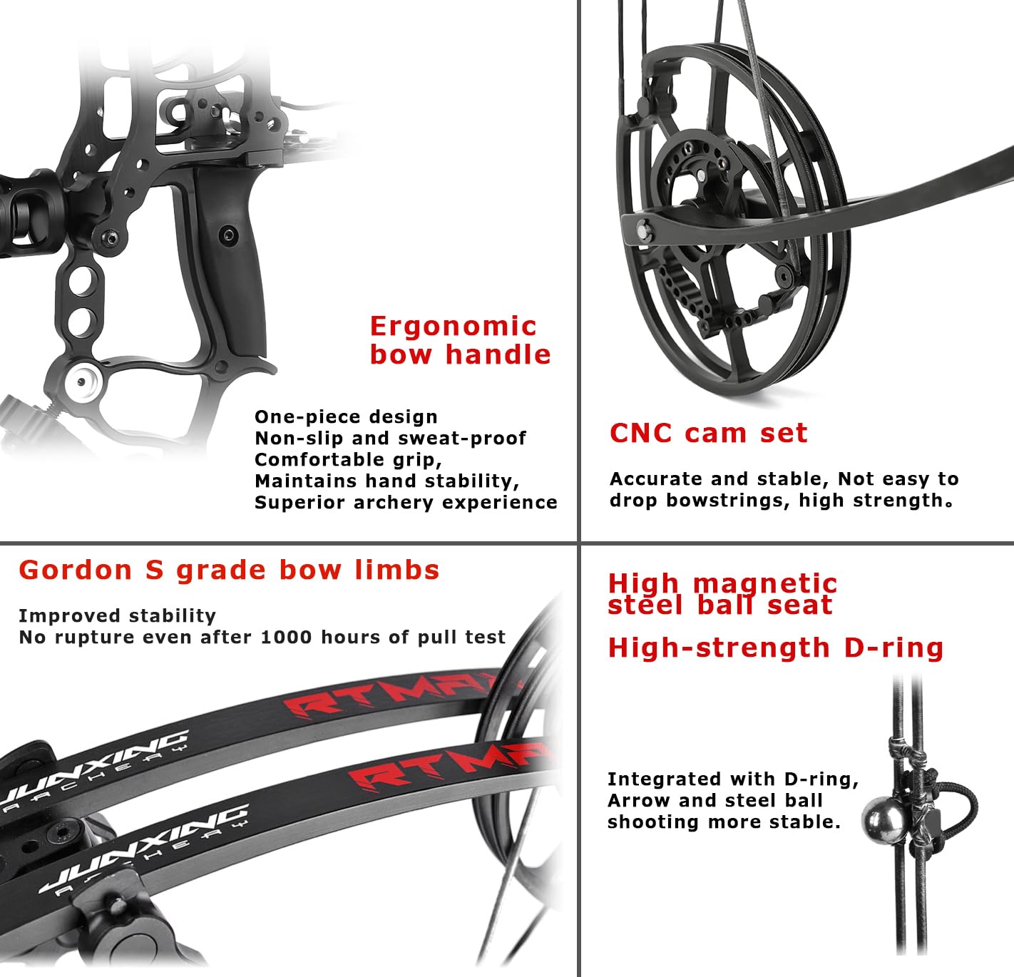20" Arco Compound 40~65lbs Arco a Sfera in Acciaio,Utilizzare Frecce e Sfere in Acciaio,Arco da Caccia per Adulti per Tiro con L'Arco da Caccia RH & LH