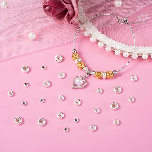 Miniatura 2 de 40 cuentas de tapón de 5670.315 in, cuentas espaciadoras de silicona de latón con goma en el interior, cuentas sueltas de metal ajustables para