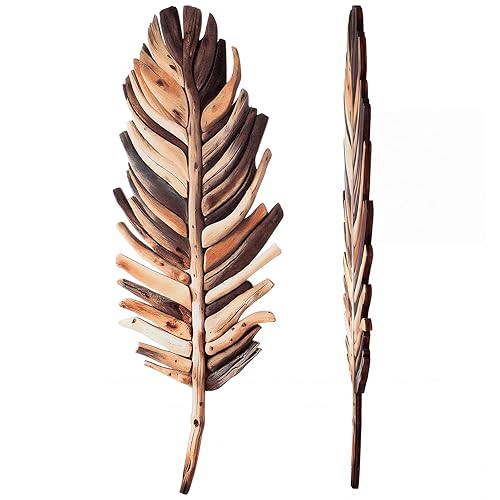 Yerliker 2 Pcs Wooden Driftwood Leaf Wall Art Decor Hanging