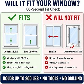 Ivation Window AC Support Bracket, No Drill Heavy Duty Steel, Holds 200 lb