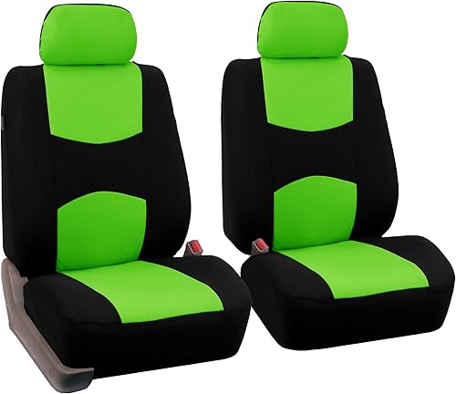 Fundas de asientos para auto de tela lisa y almohadillas para cinturón y volante, diseño universal FH-FB050102 y FH2033, Verde