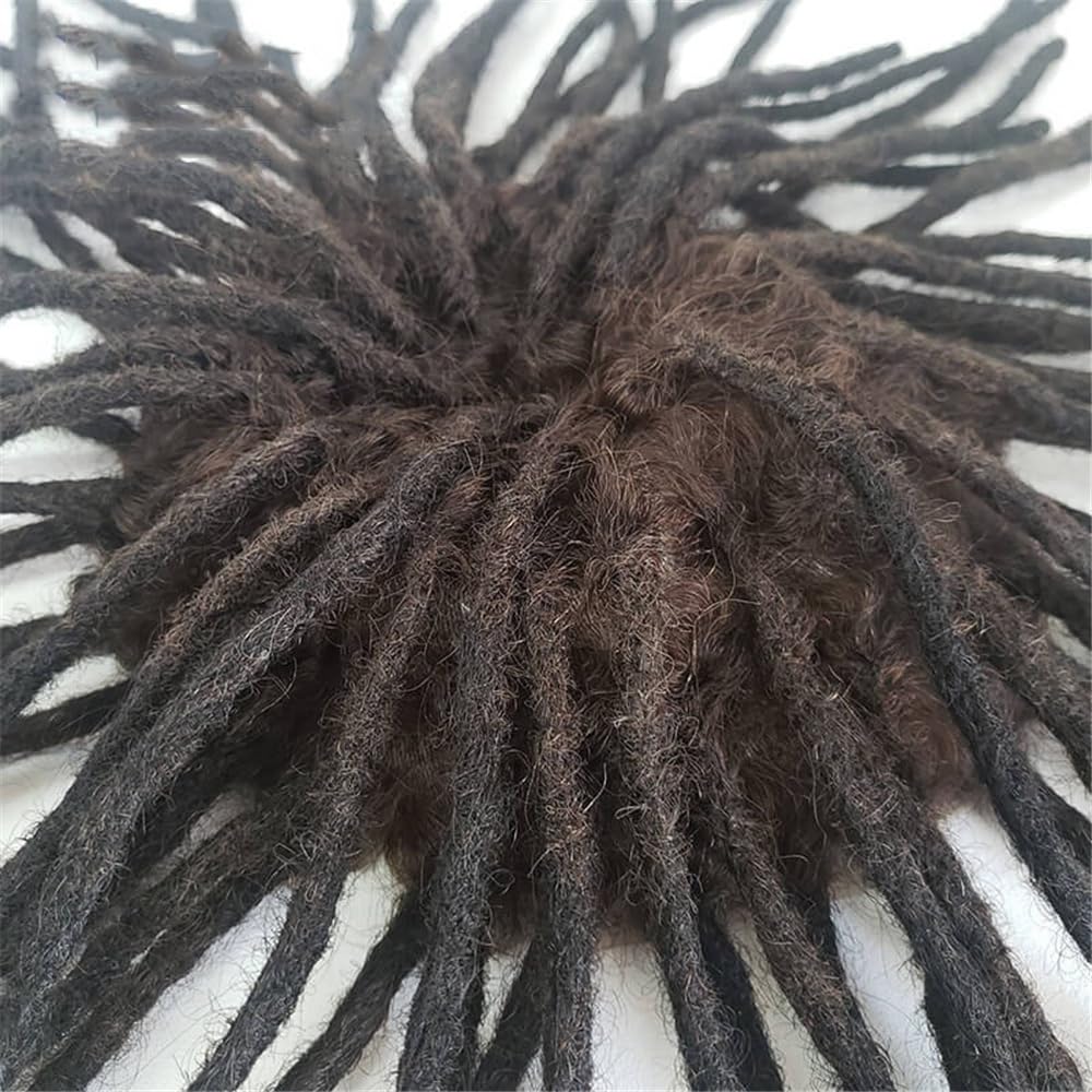 Mężczyźni Dredy podwójne węzły skóra afro peruka męska włosy ludzkie locs warkocze męskie Fryzura(2,6x8)