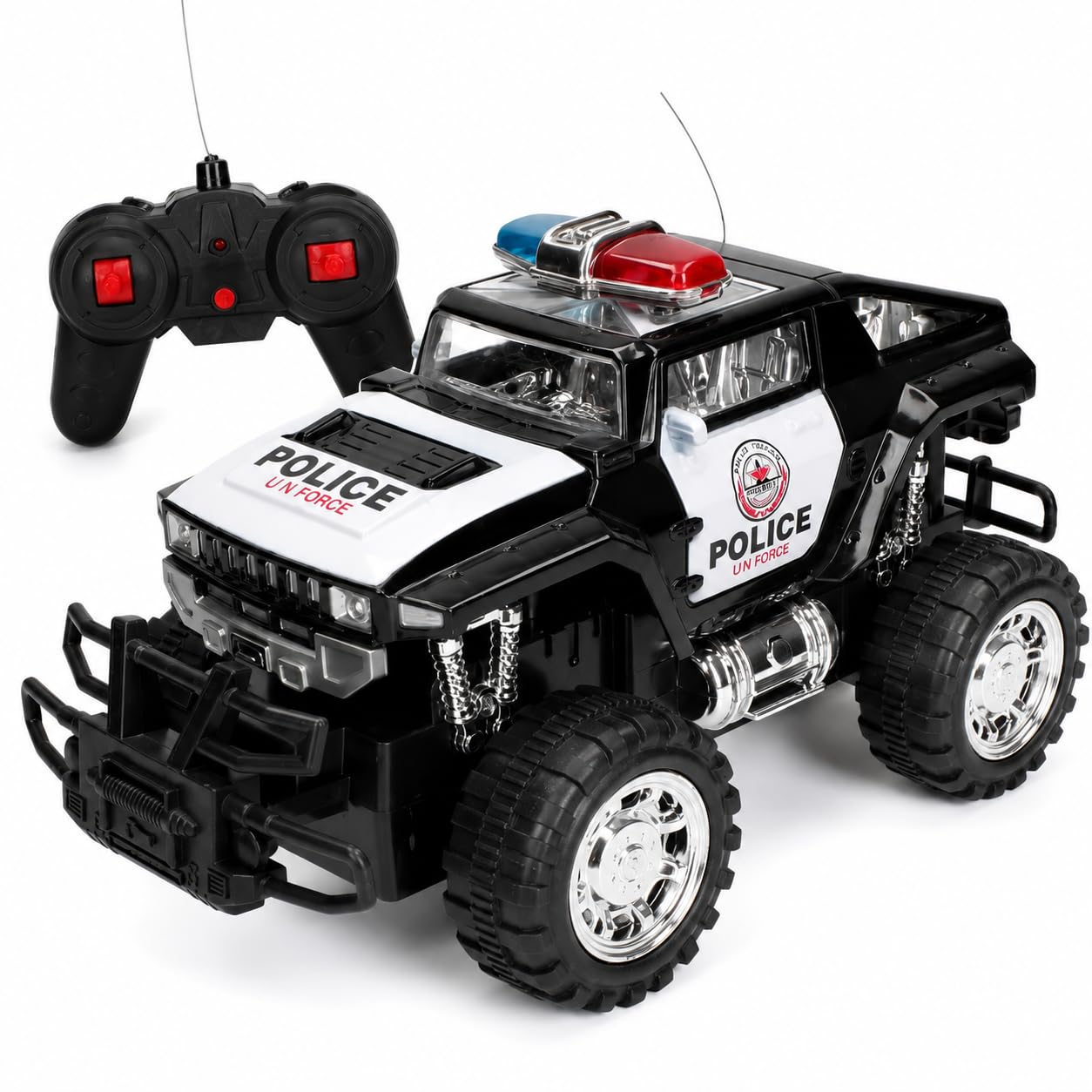 Generico Voiture de police télécommandée tout-terrain voiture de police jouet radiocommandée voiture radiocommandée voiture de police voiture télécommandée enfants tout-terrain 4x4 SUV Truck RC (A)