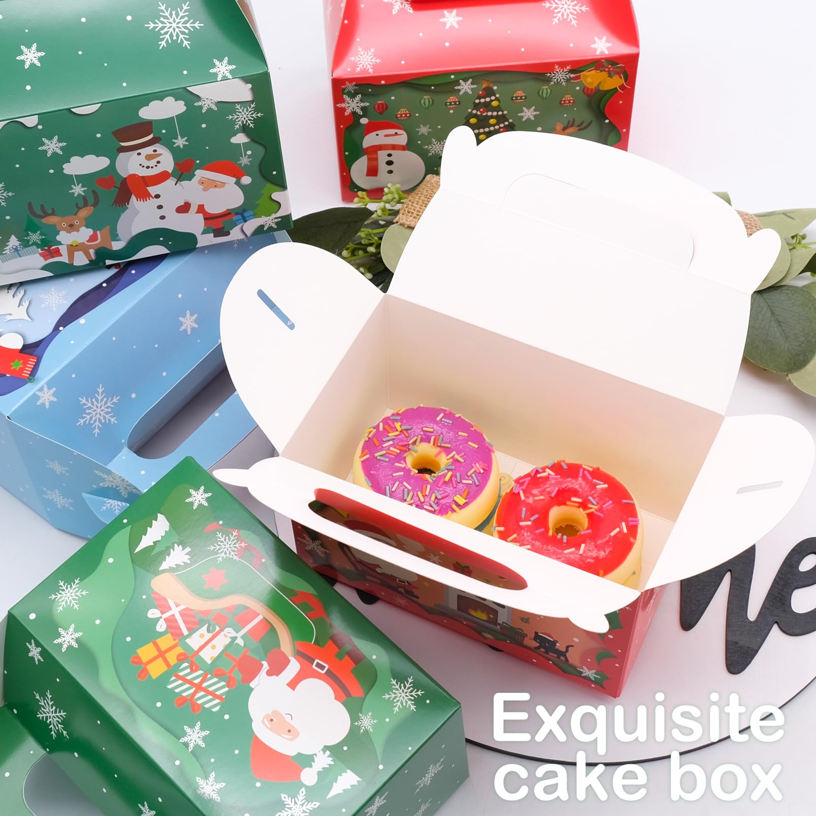 Bakiauli 12 Pieces Christmas Boxes for Presents Christmas Party Favor Gift Boxes Paper Cake Box for Birthdays Gatherings, Parties - Image 4