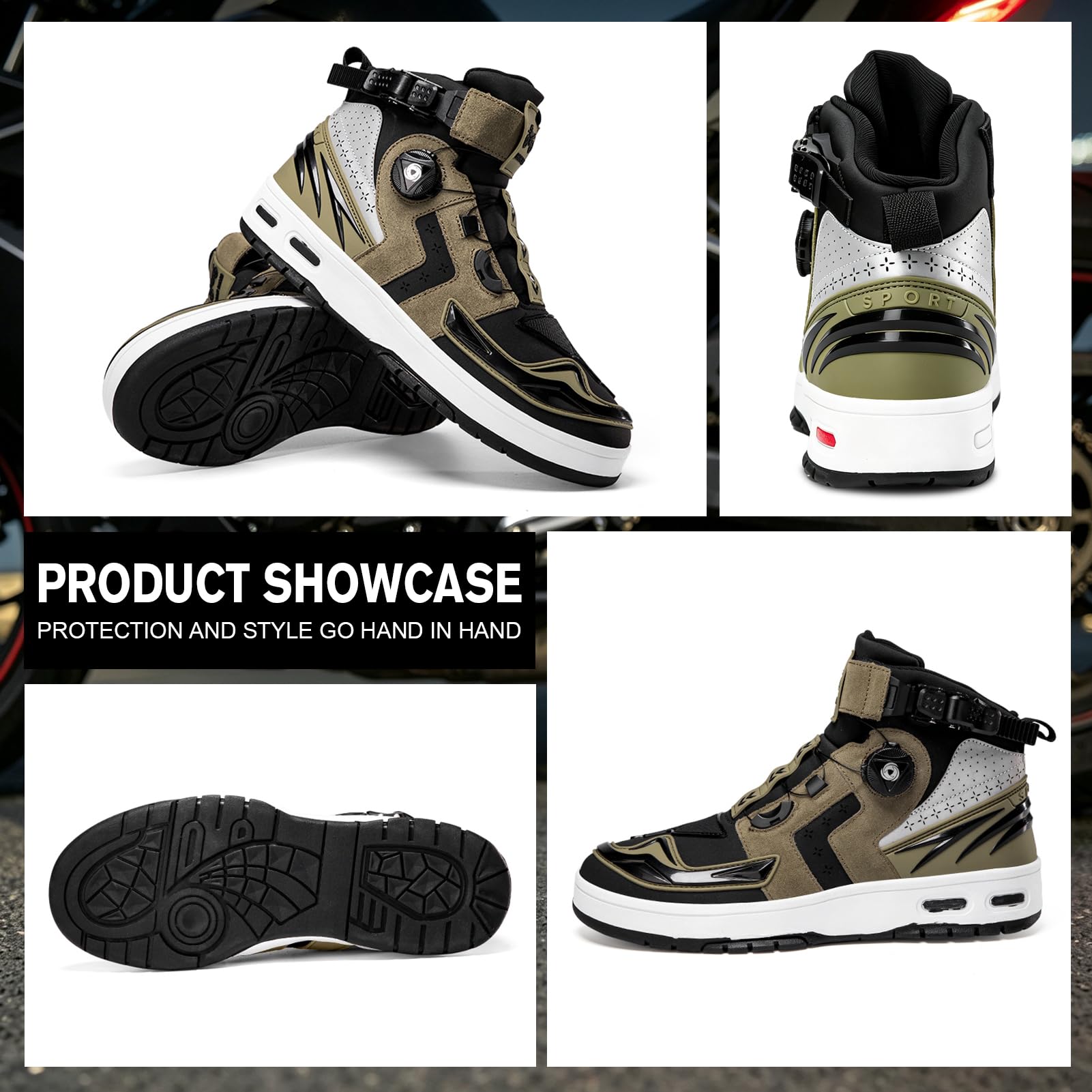 Stivali da Moto da Uomo, Scarpe da Moto Stivaletti Casual da Strada