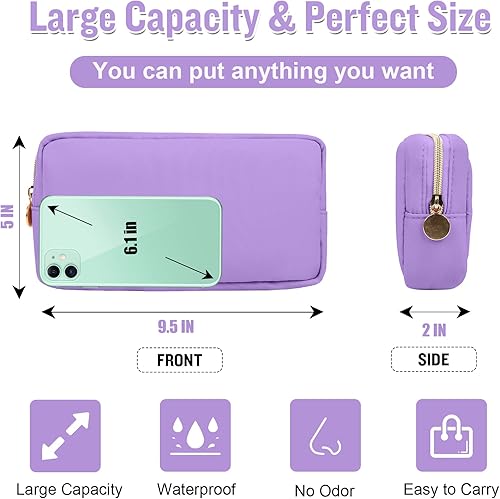 Miniatura 2 de izuzta Nylon Lager Pequeño Slim Mini Maquillaje Bolsa Organizador, Púrpura