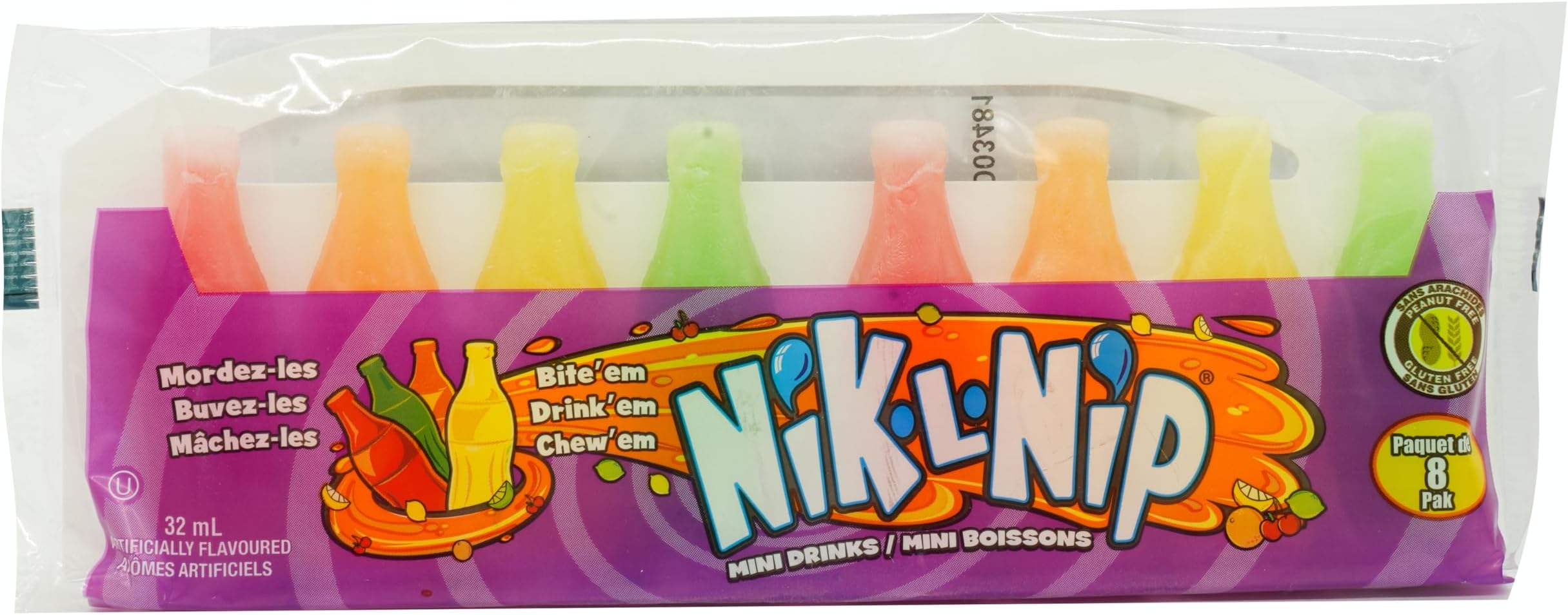 Nik-L-Nip Mini Drinks Candy – 8 Wax Bottles (384ml) – Assorted Fruit-Flavored Syrup – Nostalgic Retro Treat – Fun for Kids & Adults