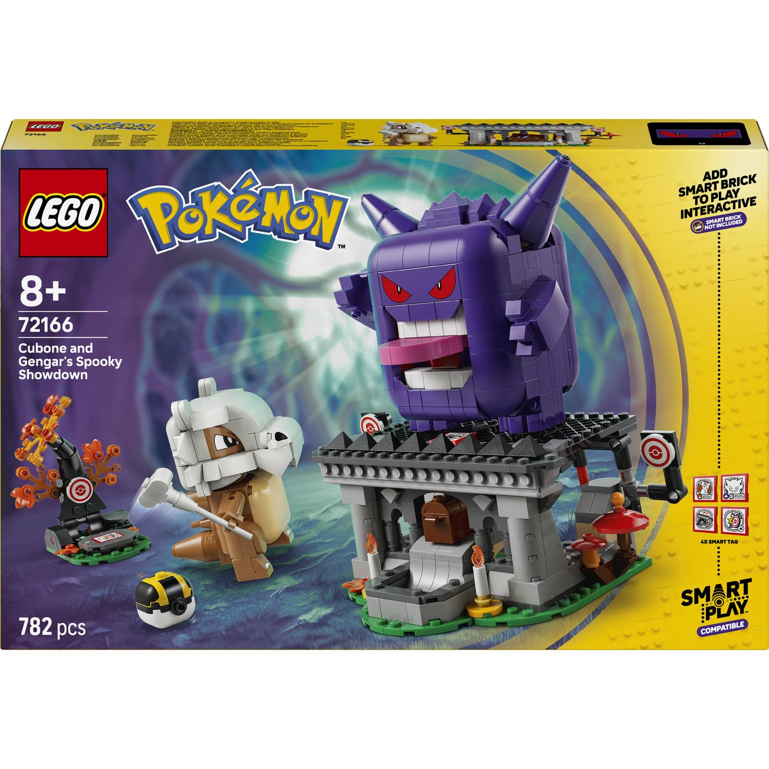 LEGO Pokémon SMART Play: Cubone and Gengar's Spooky Showdown 72166 | SMART Brick Excluded, Compatible Set incl. 4 Tags, 2 Figures, Gift Idea for 9+ Year Old Boys & Girls, 782 Pieces
