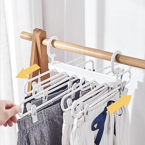 Miniatura 7 de Pants Hangers, Foldable Jeans Shorts Hangers with Clips, Space Saving Multiple Layers Folding Storage Trouser Rack Closet Organizers for Skirt,