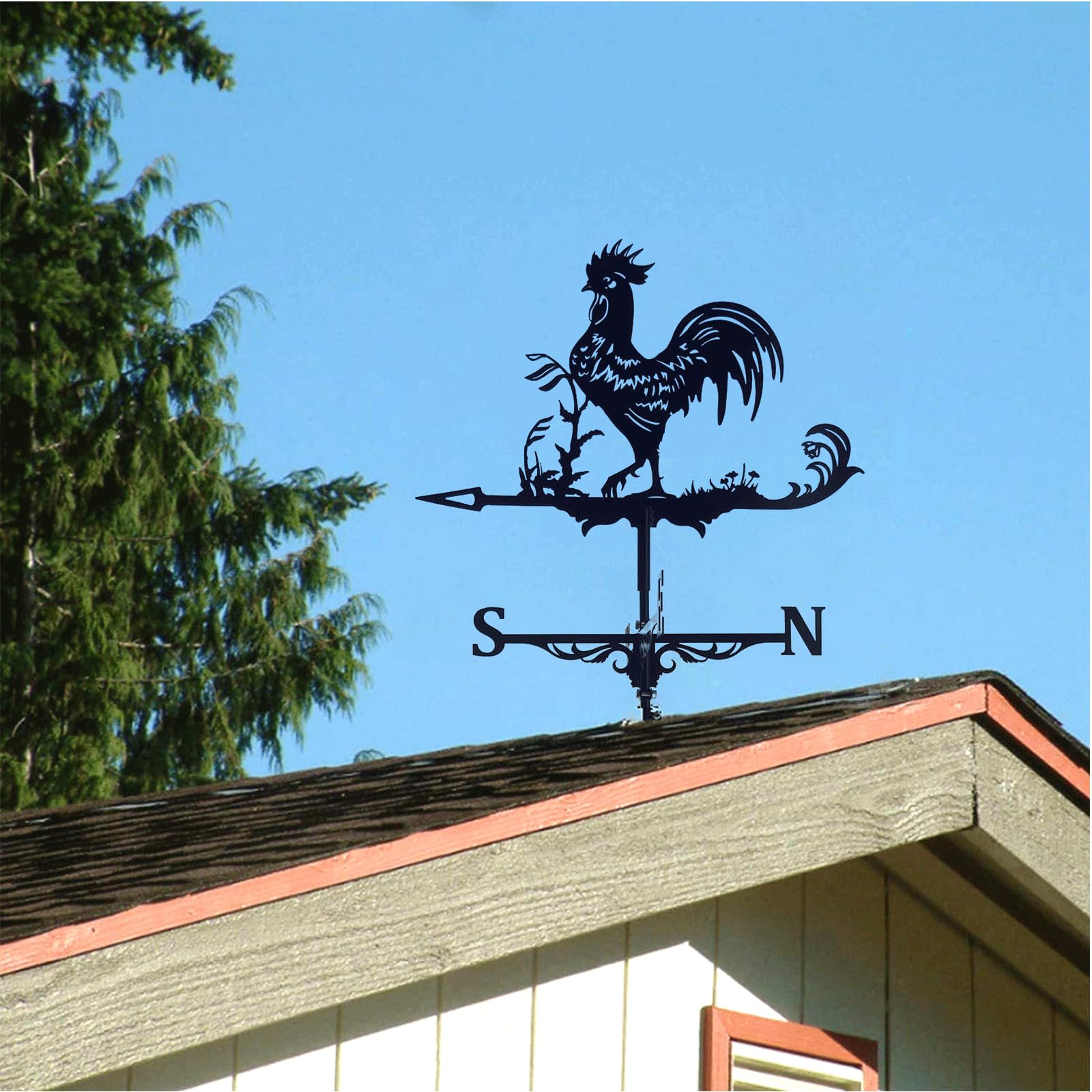 Girouette De Jardin Coq Hirondelle En Fer - Décoration Extérieure, Indicateur Direction Vent, Pour Toit Ou Cour - 7