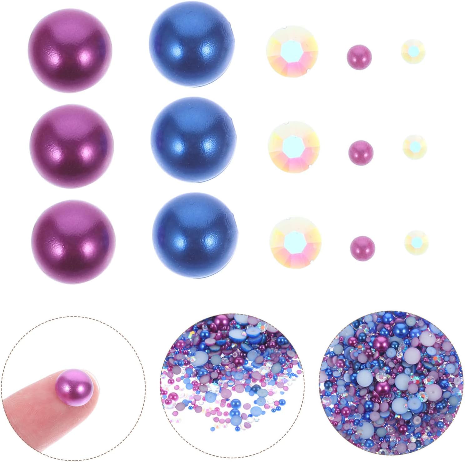 3pcs Delicate Nail Art Adornments of Multi-Function Nail Decors Rhinestone Mix for Designs for Home Salon Use
