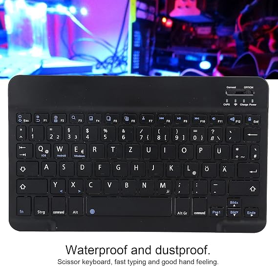 German Keyboard 10Inch Keyboard German Layout USB Computer Keyboard for Laptops, PC(Black)