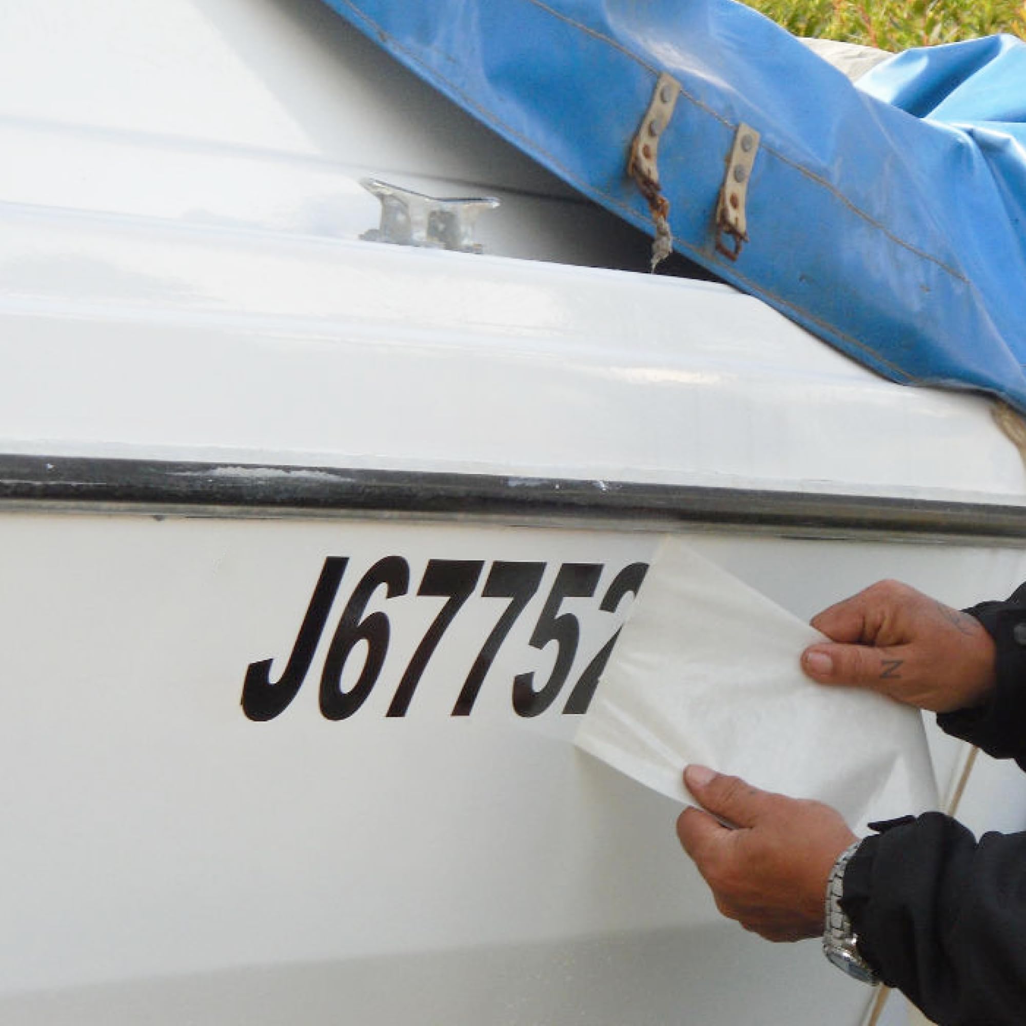 Immatriculation Bateau x2 Lettrage - Nom Bateau, Stickers et Autocollant Personnalisable - pour Bateau, Jet Ski, Voilier, Catamaran - Résistant Eau de mer et UV