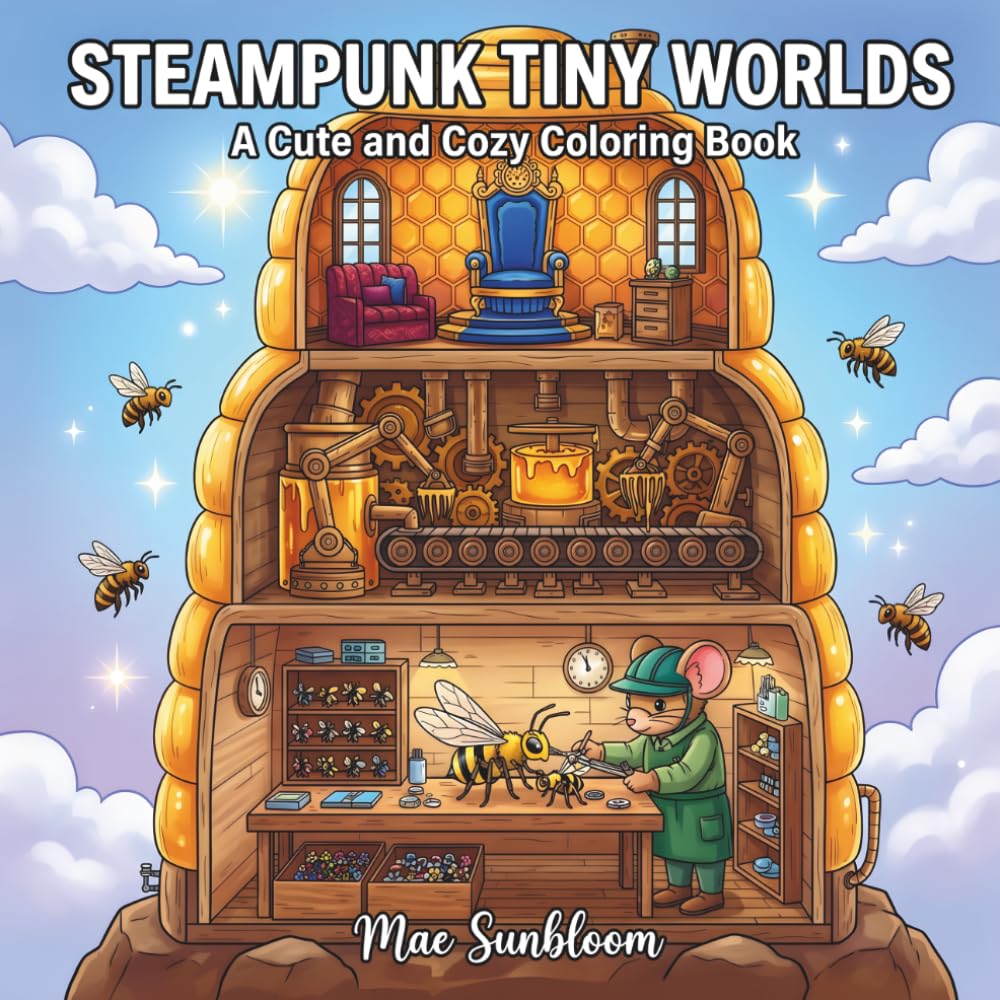 Steampunk Tiny Worlds: A Cute and Cozy Coloring Book