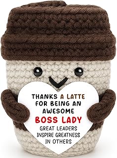 Boss Gifts for Women Boss Lady Leader Manager Supervisor Christmas Birthday Handmade Crochet Coffee Mug Cup Gifts Bosses Day Coffee Lover Thank You Best Great Leader Female Desk Office Decor