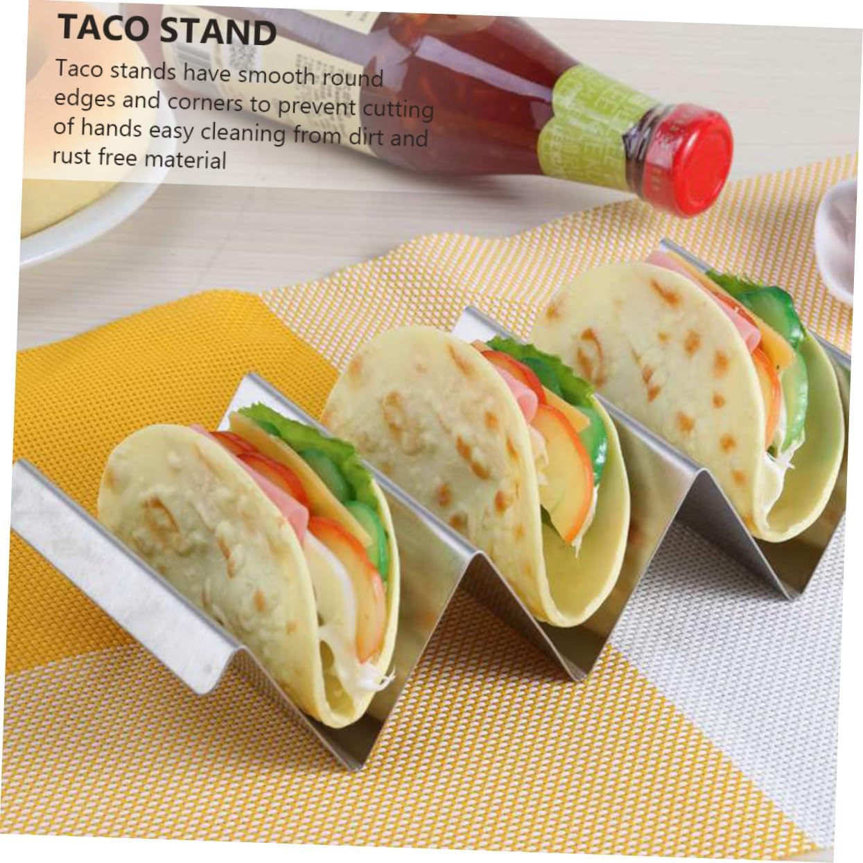 3pcs Stainless Steel Taco Holders Rustproof Taco Racks for Family Gatherings Outdoor Parties Easy Cleaning Smooth Edges Design