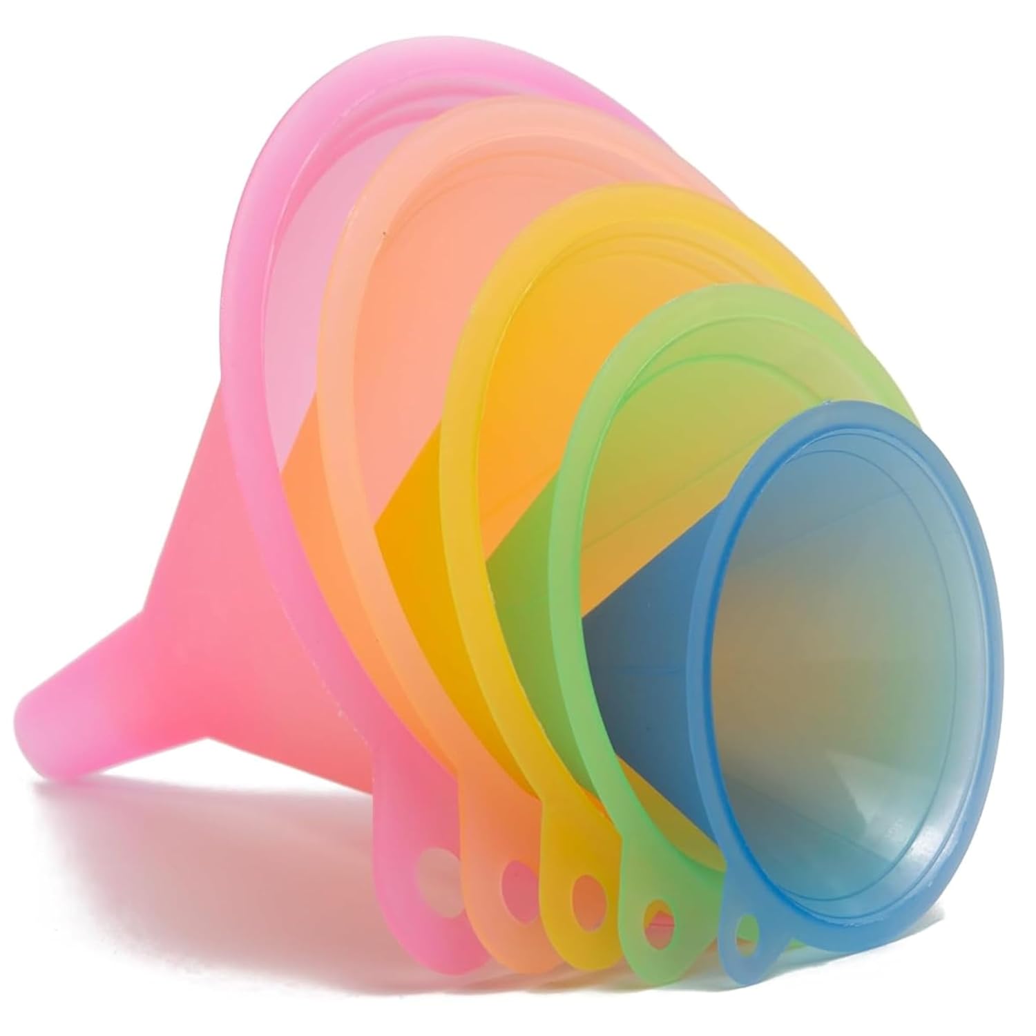 Plastic Funnel Set of 5 | Multi-Size & Multi-Color Mini Funnels for Bottles, Essential Oils, Spices, Powders, Automotive Fluids | BPA-Free Food Grade Plastic