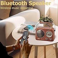 Vista 5 de Gelielim Radios Portátiles AM FM SW, Radio Bluetooth Vintage con Sonido Cristalino, Radio Recargable con Batería, Radio Pequeña Retro con Panel