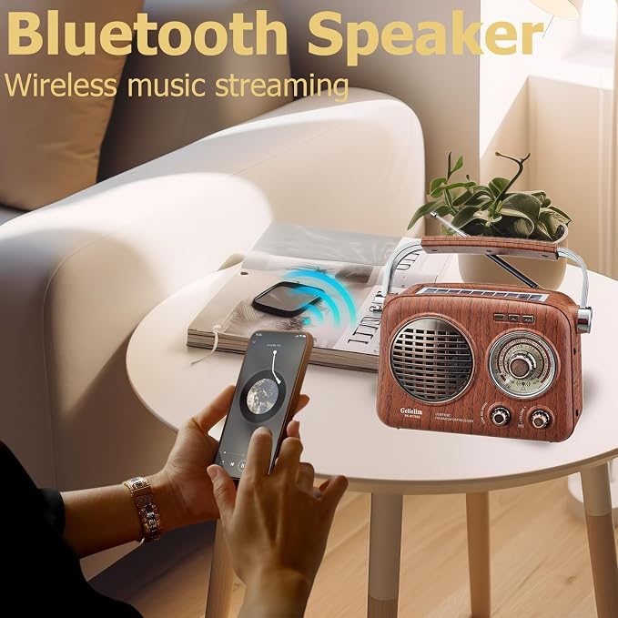 Radio portátil AM FM con Bluetooth y batería recargable miniatura 5