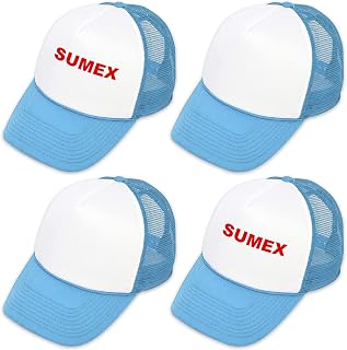 Sumex 4 Pack Sublimation Blanks Trucker Hat,Customized Summer Mesh Cap with Adjustable Snapback Strap for DIY Baseball Cap