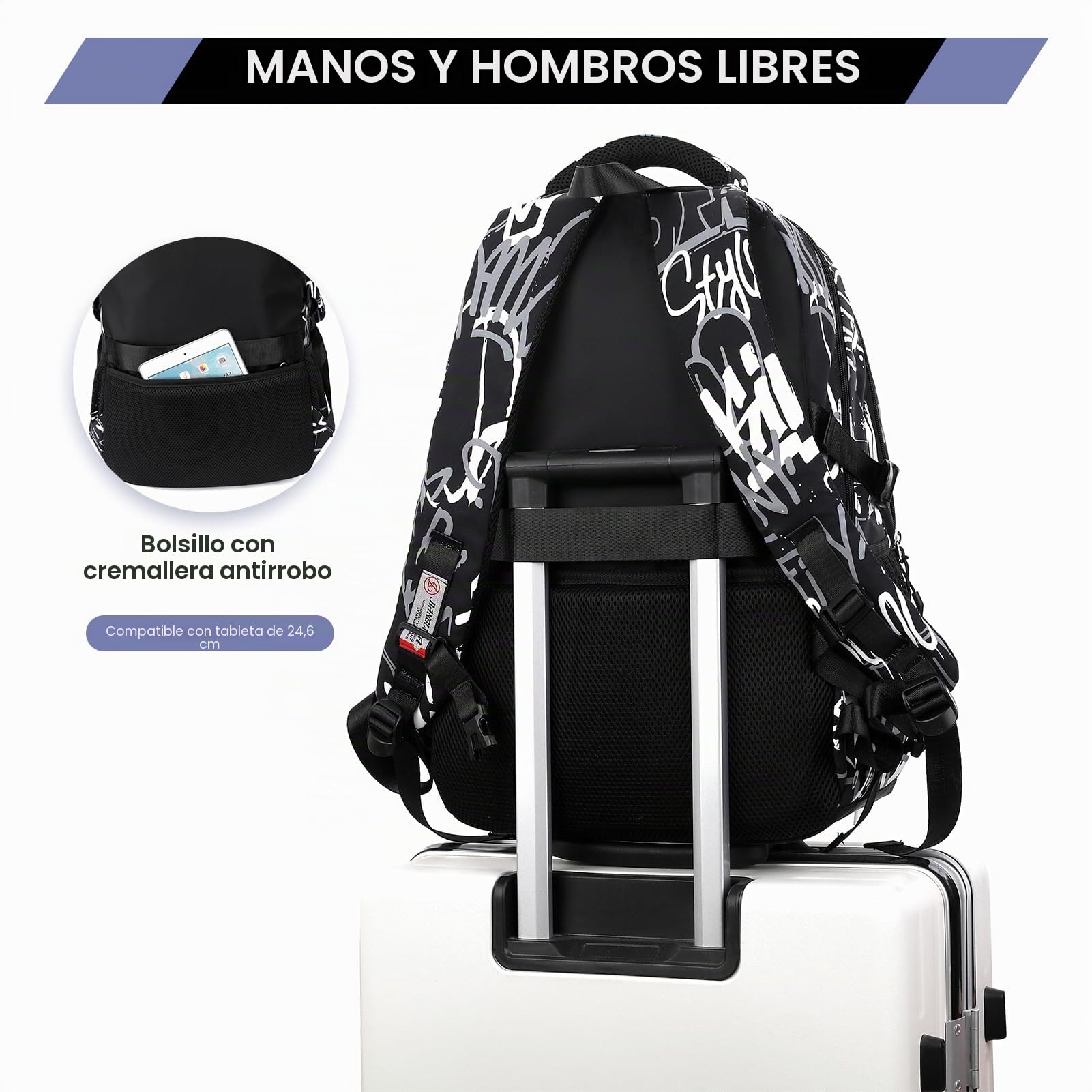 Amythe Mochilas Escolares Adolescentes - 32 Litri Mochila Colegio Niño 11-17 años, Mochila Portatil 16 Pulgadas para Chicos, Mochila Instituto Casual de Moda, Apta para Carro -Negro