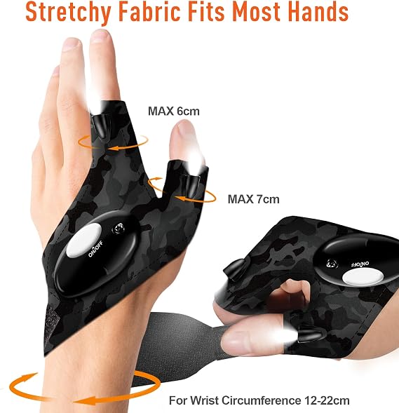 BIIB Gifts for Men, LED Gloves with Lights, Stocking Stuffers Gadgets